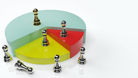 The pie chart and chess for business content 3d rendering