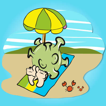 A coronavirus cartoon vector image for travel content.のイラスト素材