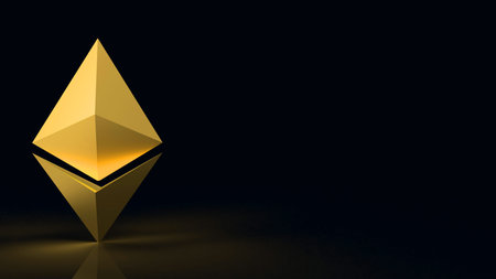 The Ethereum  coin  symbol  cryptocurrency 3d rendering
