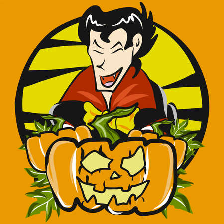 The  jack o lantern and vampire for halloween content.のイラスト素材