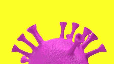 The virus on yellow background for medical content 3d renderingの写真素材