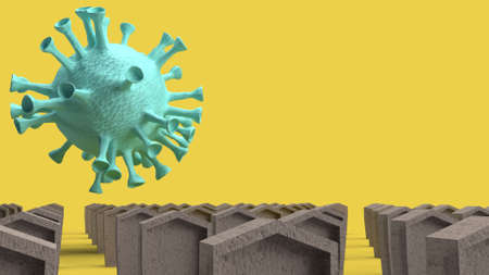 The gravestone and virus for coronavirus content 3d rendering.の写真素材