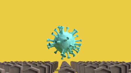 The gravestone and virus for coronavirus content 3d rendering.の写真素材