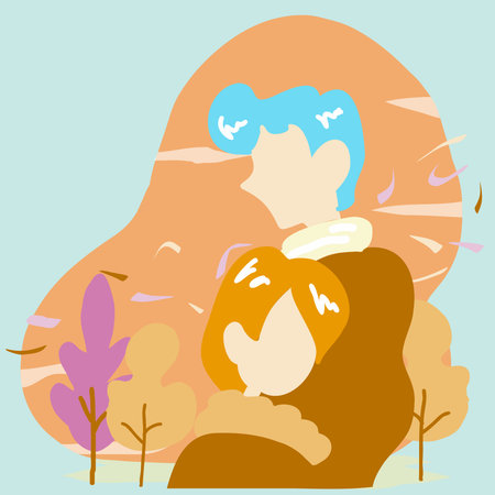 A couple in garden autumn season vector image