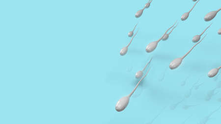The  Sperm on blue background for sci content 3d rendering.の写真素材