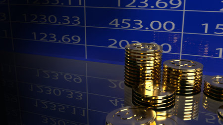 The gold coins  chart for business  content 3d rendering.