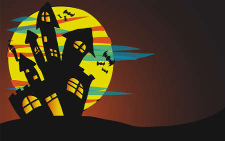 The  Dark Castle and full moon vector image for halloween content.のイラスト素材