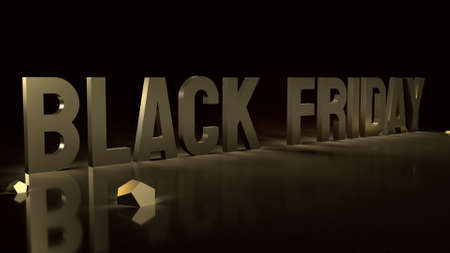 The black friday  gold text on black background  for shopping content 3d rendering.の写真素材