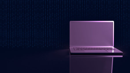 The notebook and digital number for technology content 3d rendering
