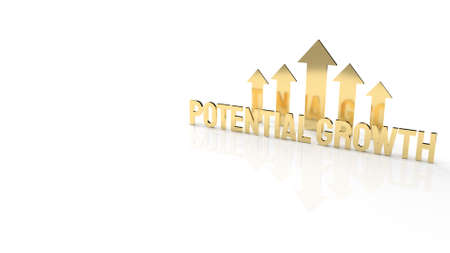 The gold text  potential growth on white background for business content 3d rendering.の写真素材