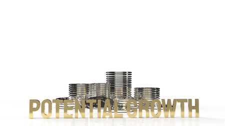 The gold text  potential growth on white background for business content 3d rendering.