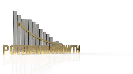 The gold text  potential growth on white background for business content 3d rendering.の写真素材
