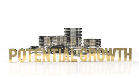 The gold text  potential growth on white background for business content 3d rendering.