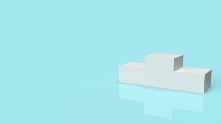 The white Podium platform on blue background 3d rendering.