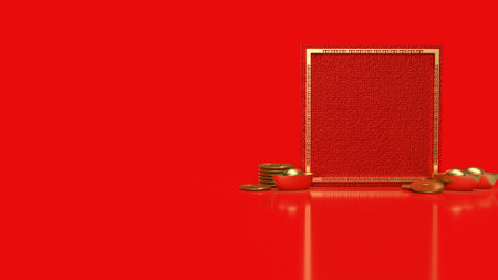 Chinese gold frame for Asia background content 3d rendering.の写真素材