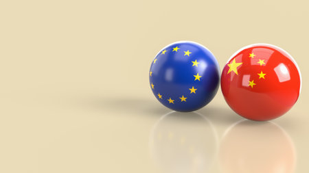 Chinese  and  European union ball image 3d renderingの写真素材