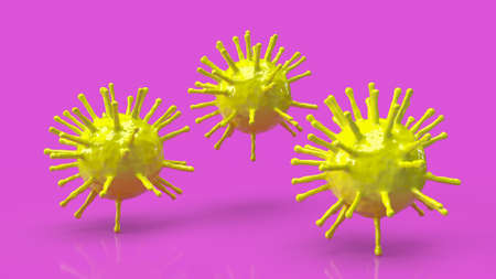 yellow virus on pink background for outbreak content 3d renderingの写真素材
