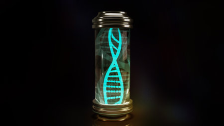 dna in glass tube for sci and medical content 3d rendering.の写真素材