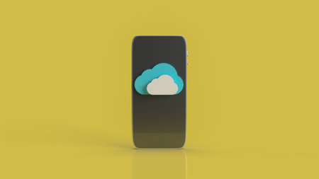 cloud and smart phone for technology network content 3d rendering