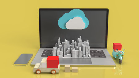 cloud and technology equipment for CLOUD COMPUTING content 3d rendering.