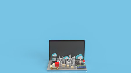 cloud and technology equipment for CLOUD COMPUTING content 3d rendering.の写真素材