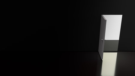 light glow on a door for abstract background content 3d rendering.の写真素材