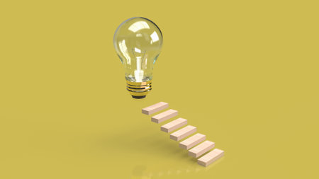 Light bulb and staircase for idea content 3d rendering.の写真素材