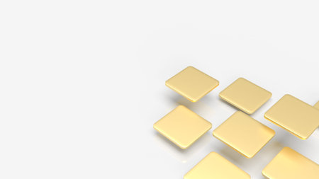 gold plates fly on white background for abstract background 3d rendering.