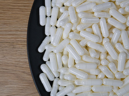 white capsules image for medical and sci contentの写真素材