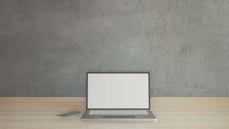 notebook on wood table for background for business content 3d renderingの写真素材