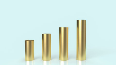 gold chart on  blue background for business content 3d rendering.