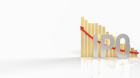 ipo  or Initial Public Offering word and chart for business content 3d rendering