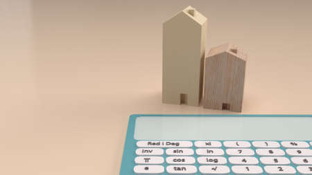 home toy and calculator for building or property content 3d renderingの写真素材