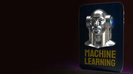 robot head for sci and technology or machine learning content 3d renderingの写真素材