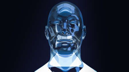 robot head for sci and technology or machine learning content 3d renderingの写真素材