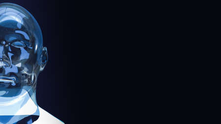 robot head for sci and technology or machine learning content 3d renderingの写真素材