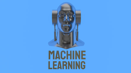 robot head for sci and technology or machine learning content 3d rendering