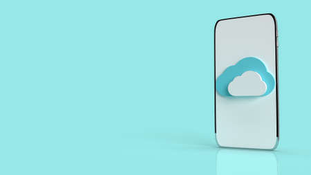mobile cloud on blue background for it content 3d renderingの写真素材