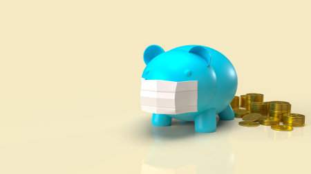 blue pig and mask for business or health content 3d rendering