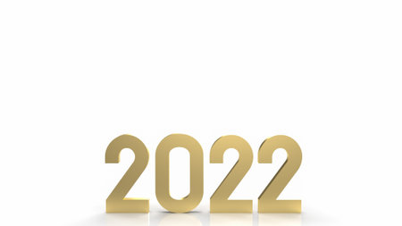 2022 gold on white background for happy new year content 3d rendering