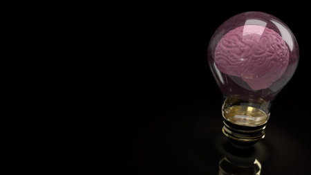 brain inside light bulb  for education or sci content 3d rendering
