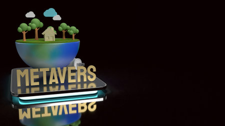 earth on tablet for metaverse content 3d rendering