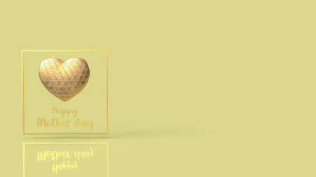 gold heart and text for happy mother day concept 3d renderingの写真素材