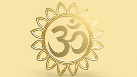 hindu ohm or om gold for religion concept 3d rendering