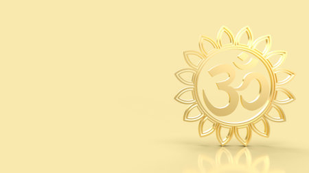 hindu ohm or om gold for religion concept 3d renderingの写真素材