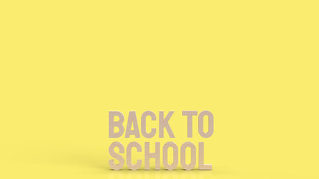 wood back to school text in yellow color for education concept 3d rendering