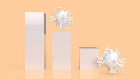 virus and chart for coronavirus concept 3d rendering