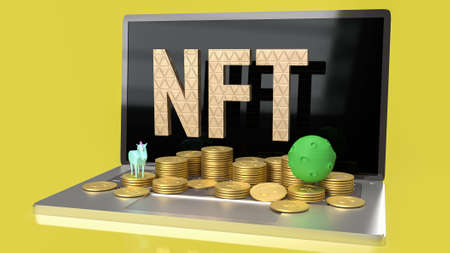 nft or Non Fungible Token for art and technology concept 3d renderingの写真素材