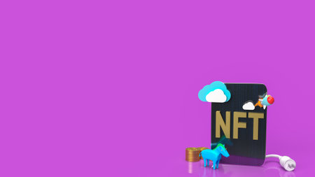 nft or Non Fungible Token for art and technology concept 3d renderingの写真素材