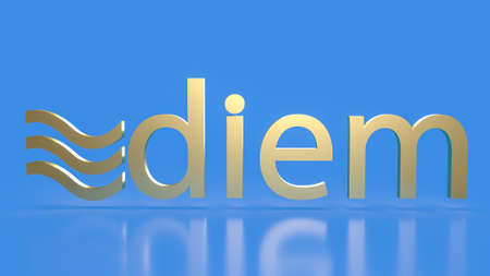 diem gold word for business or cryptocurrency concept 3d rendering. 14  may 2021 ,Bangkok,Thailand.のeditorial素材